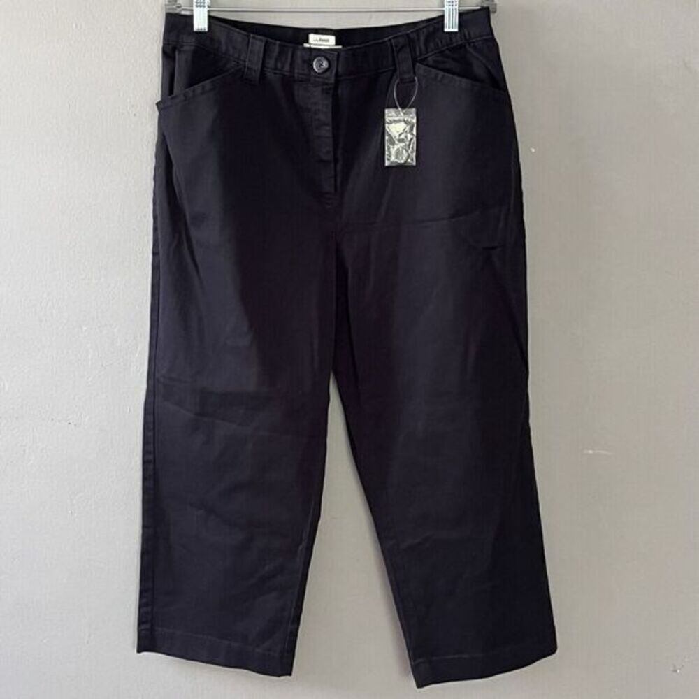 NEW- LL Bean Classic Fit Cropped Pants Women Sz 16 Black Straight Leg Casual
